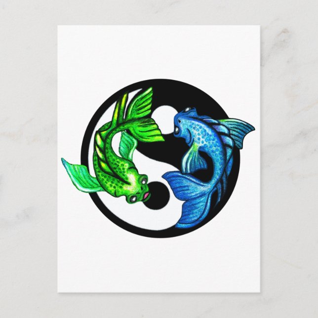 Yin-Yang Koi Design Vykort (Framsida)