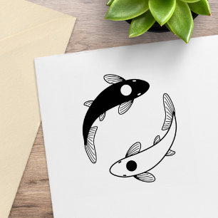 Yin-Yang Koi Fish Pair Stämpel