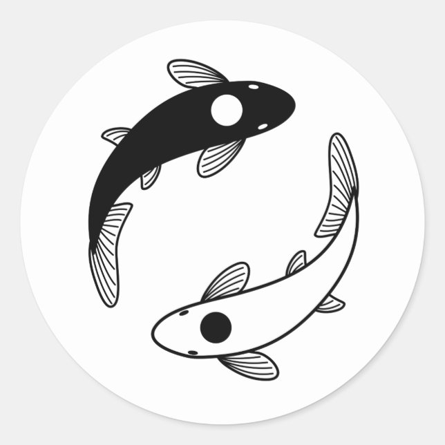 Yin Yang Koi Fish Runt Klistermärke (Framsida)