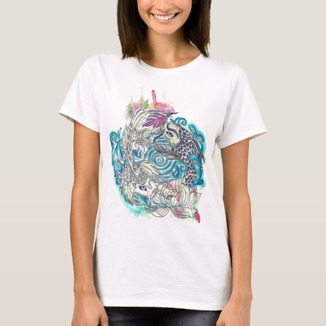 Yin Yang Koi Fish T-shirt (Framsida)