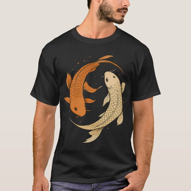 Yin Yang Koi Fisk Harmoni Illustration T Shirt (Framsida)