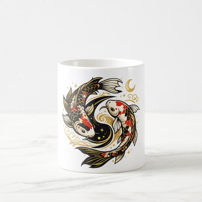 Yin Yang Koi Fisk Japansk Estetik  Kaffemugg (Center)