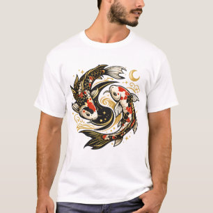 Yin Yang Koi Fisk Japansk Estetisk T-Shirt