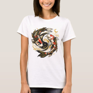Yin Yang Koi Fisk Japansk Estetisk T-Shirt