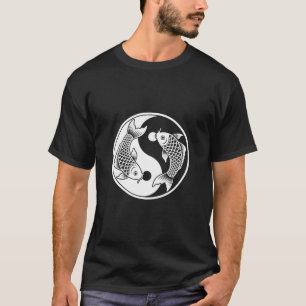 Yin Yang Koi Fisk Konst T-shirt – Elegant Bläcktec