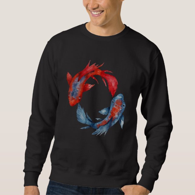 Yin Yang Koi Fisk Lång Ärmad Tröja (Framsida)