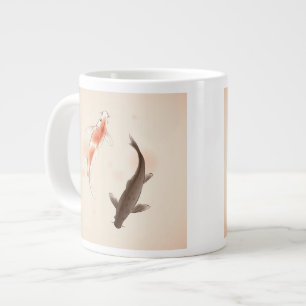 Yin Yang Koi fiskar i målarfärg i stil Jumbo Mugg