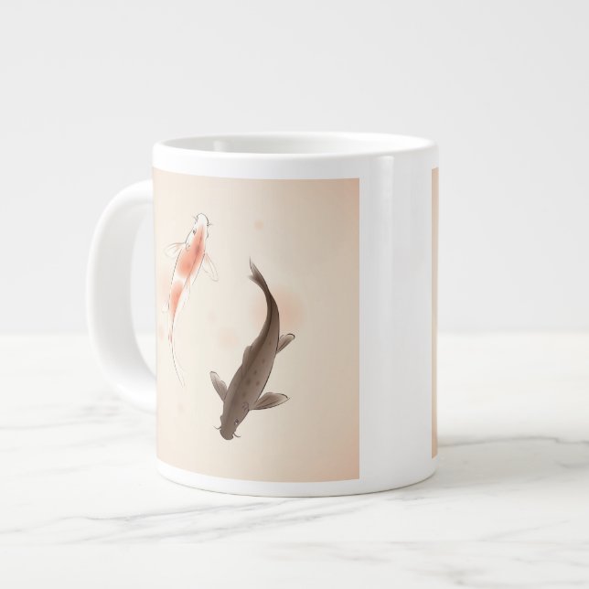 Yin Yang Koi fiskar i målarfärg i stil Jumbo Mugg (Framsida vänster)