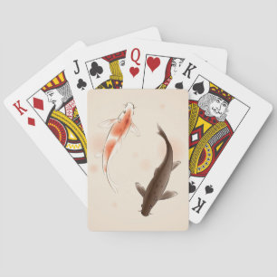 Yin Yang Koi fiskar i orientalisk stilmålning Kortlek