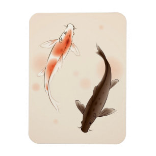 Yin Yang Koi fiskar i orientalisk stilmålning Magnet