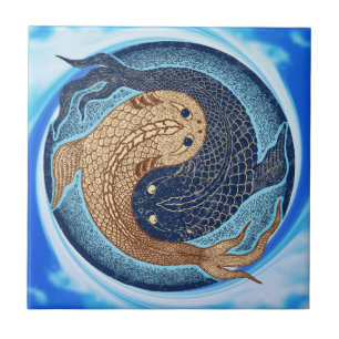 Yin Yang Koi fiskMandala Kakelplatta