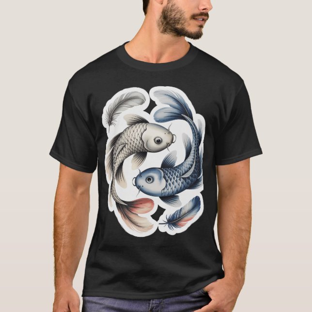 Yin Yang Koi i akvarell T Shirt (Framsida)