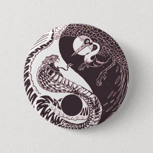 Yin Yang Konst - Orm vs Fågel Knapp