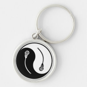 Yin Yang Lacrosse Rund Silverfärgad Nyckelring