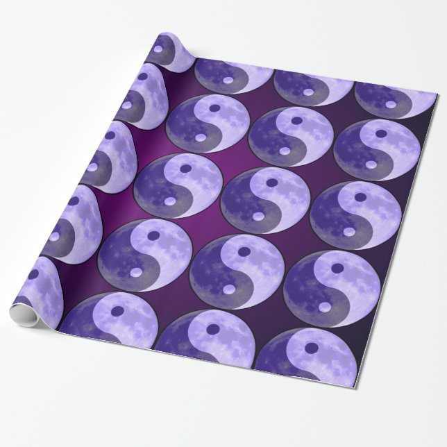 Yin Yang Lila Måntavlor för Presentinslagning Presentpapper (Utrullad)