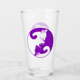 Yin Yang Lila Zen Cat Drinking Glass Tumbler Glaskopp