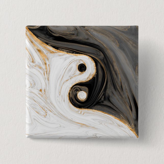 Yin Yang Liquid Marble Knapp (Framsida)