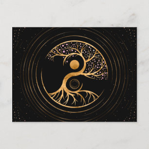 Yin Yang Livets träd - Fluorite och Guld Vykort