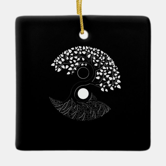 Yin Yang Livets träd Julgransprydnad Keramik (Framsida)