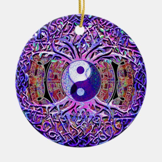 Yin Yang livets träd Julgransprydnad Keramik (Framsidan)