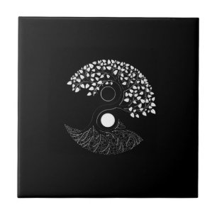 Yin Yang Livets träd Kakelplatta