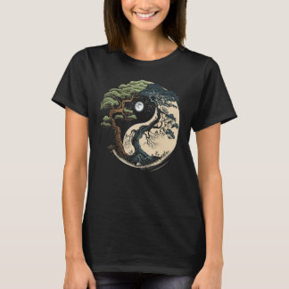 Yin Yang Livets träd om buddhist Bonsai Träd T Shirt