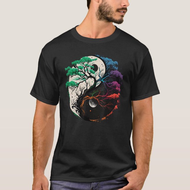 Yin Yang Livets träd T Shirt (Framsida)