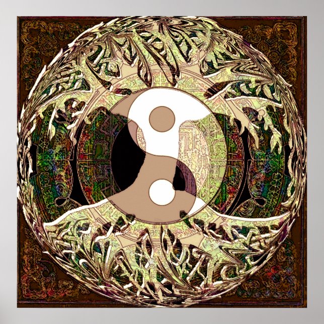 Yin Yang Livets träd Tan Poster (Framsidan)