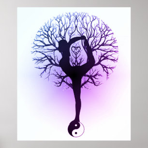 Yin Yang, Livets träd, Women, Yoga Lila Poster