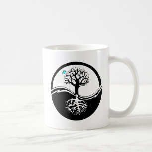 Yin Yang livets trädsvart & vit Kaffemugg
