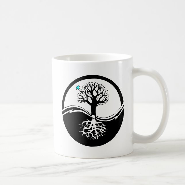 Yin Yang livets trädsvart & vit Kaffemugg (Höger)