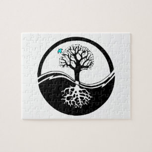 Yin Yang livets trädsvart & vit Pussel
