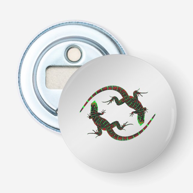 Yin Yang Lizards Silver Flasköppnare (Framsidan)