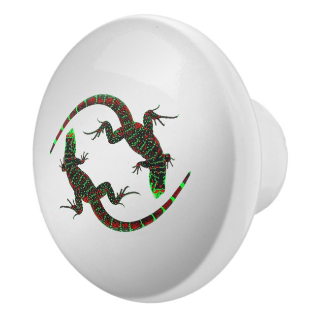 Yin Yang Lizards Silver Knopp (Höger)