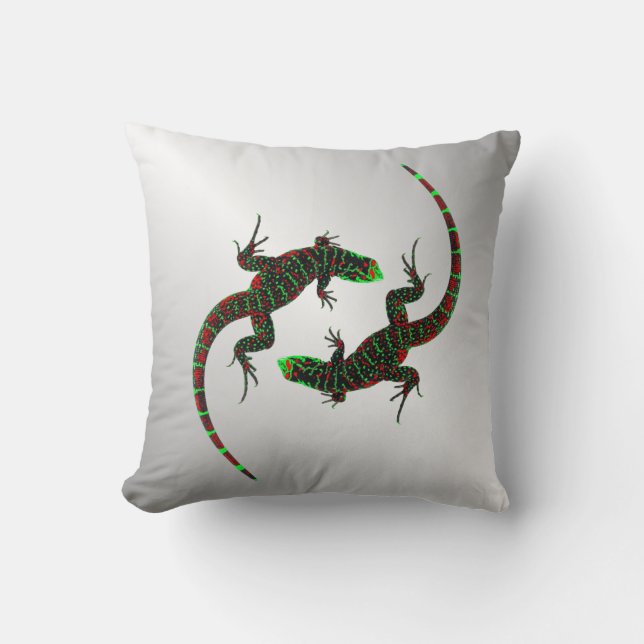 Yin Yang Lizards Silver Kudde (Framsida)