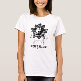 Yin Yang Lotus Find Balance Design T Shirt