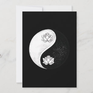 Yin Yang Lotus Flower Harmony Black and White Gift Inbjudningar