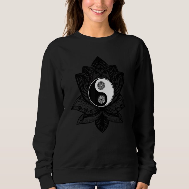 Yin Yang Lotus Mandala Qi Gong Yoga Tai Chi T Shirt (Framsida)