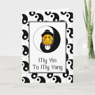 Yin Yang Lycklig Ansikte Card Greeting Card Kort