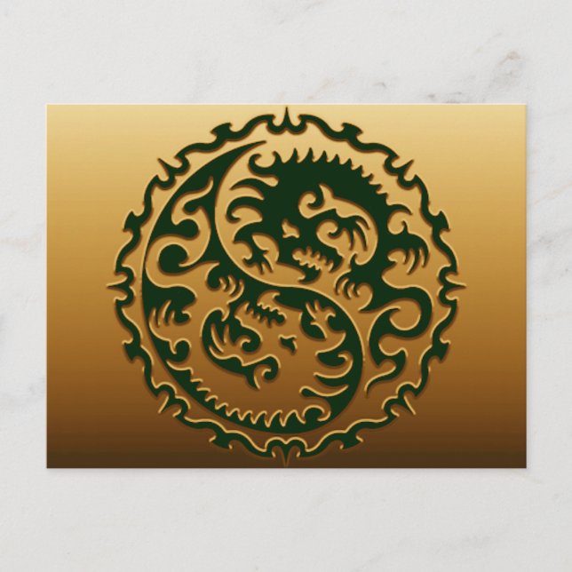 Yin Yang Magic Dragons 3 Vykort (Framsida)