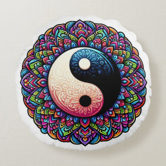 Yin Yang Mandala-design Rund Kudde