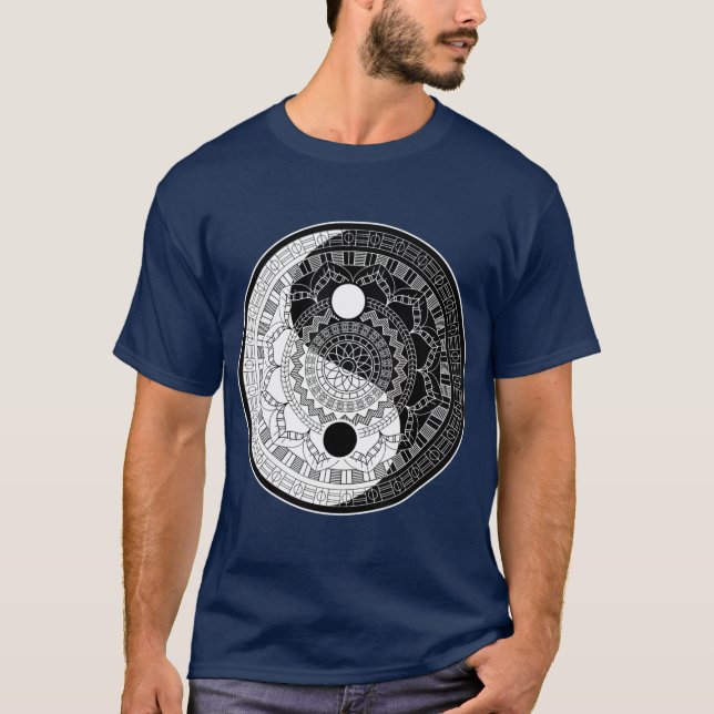 Yin Yang Mandala Helig Geometry T Shirt (Framsida)