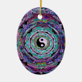 Yin Yang Mandala i purpurfärgade färger Julgransprydnad Keramik