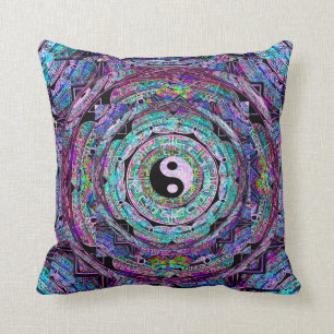 Yin Yang Mandala i purpurfärgade färger Kudde
