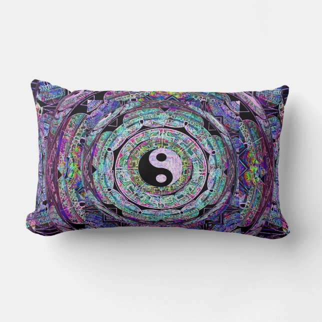 Yin Yang Mandala i purpurfärgade färger Lumbarkudde (Framsida)