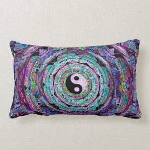 Yin Yang Mandala i purpurfärgade färger Lumbarkudde