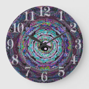 Yin Yang Mandala i purpurfärgade färger Stor Klocka