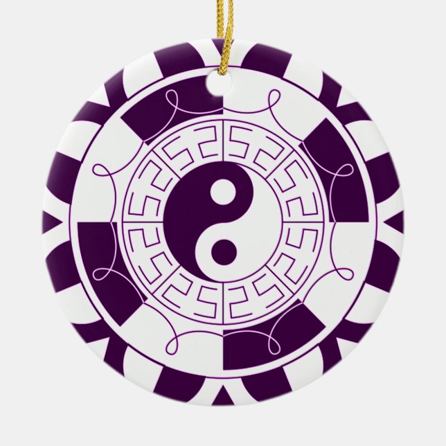 Yin Yang Mandala Julgransprydnad Keramik (Framsidan)