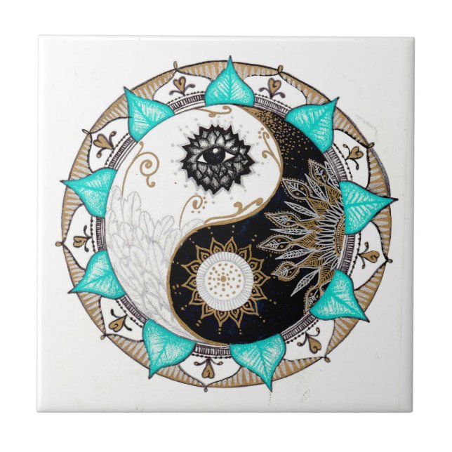 Yin Yang Mandala Kakelplatta (Framsidan)