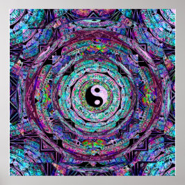 Yin Yang Mandala Lila Poster